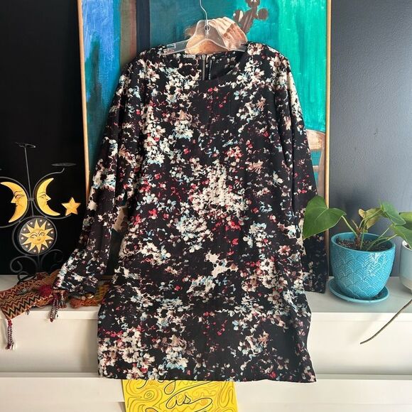 Walter Baker Black Floral Long Sleeve Dress L - Picture 3 of 16